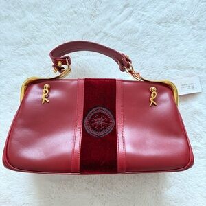 Roberta di Camerino Leather Velvet Trimmed Handle Bag